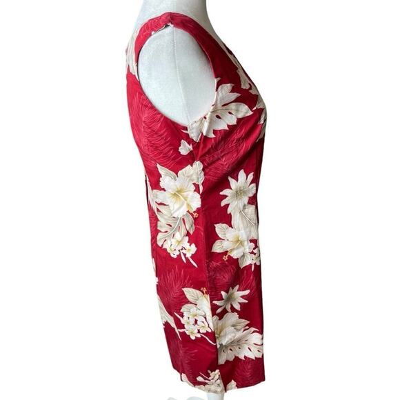 Vintage Pacific Legend Dress Red Hawaiian Hibiscus Flowers Cotton Sleeveless S - Picture 2 of 9